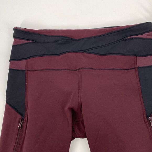 Lululemon Kris Cross Crop Legging  Full-On‎ Luxtreme Bordeaux Drama Black Size 6 - Picture 2 of 12